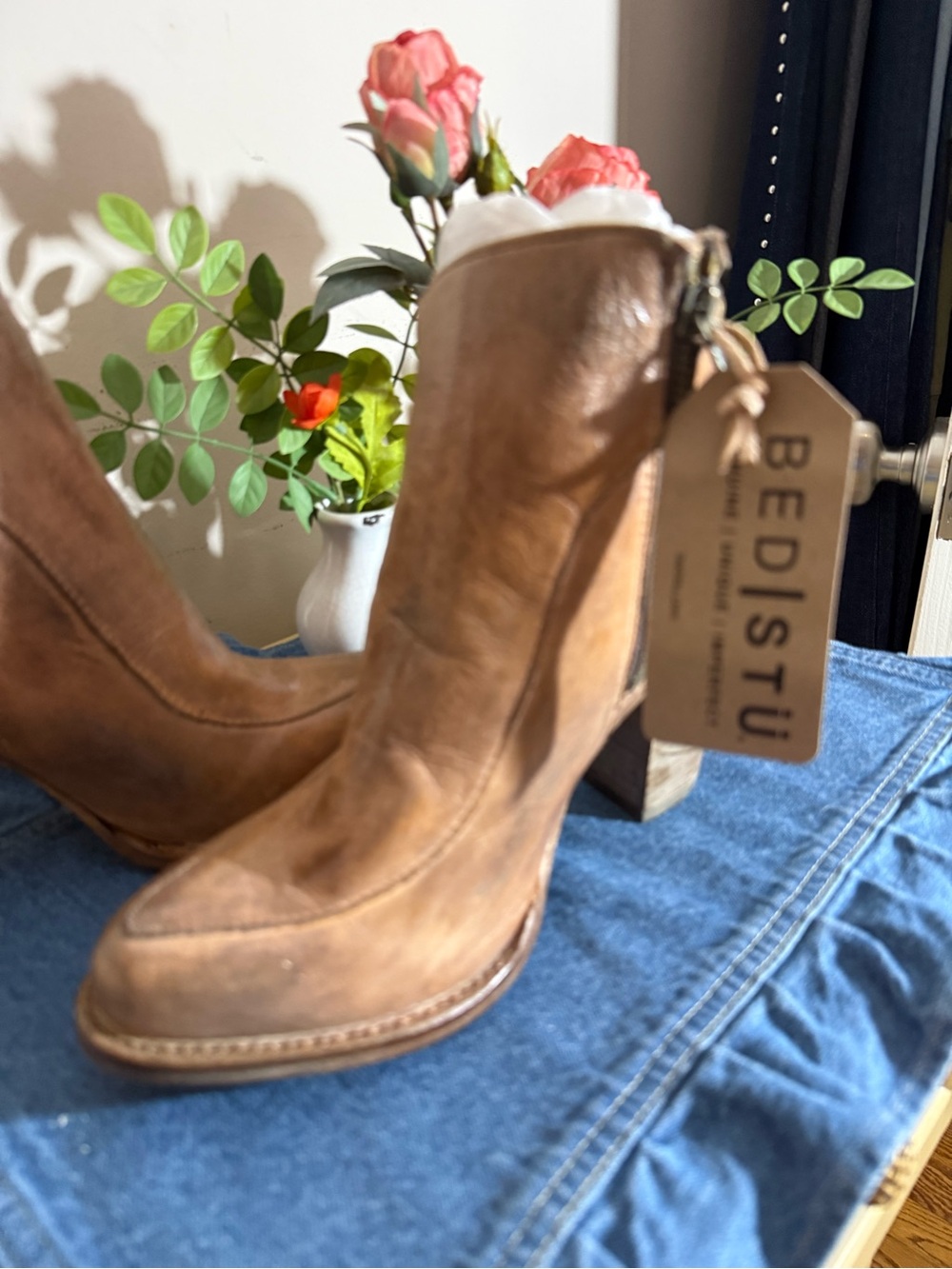 Bed Stu-Cobbler Collection Isla NIB GORGEOUS Leather Boots Rustic Tan 8.5 - Picture 5 of 13